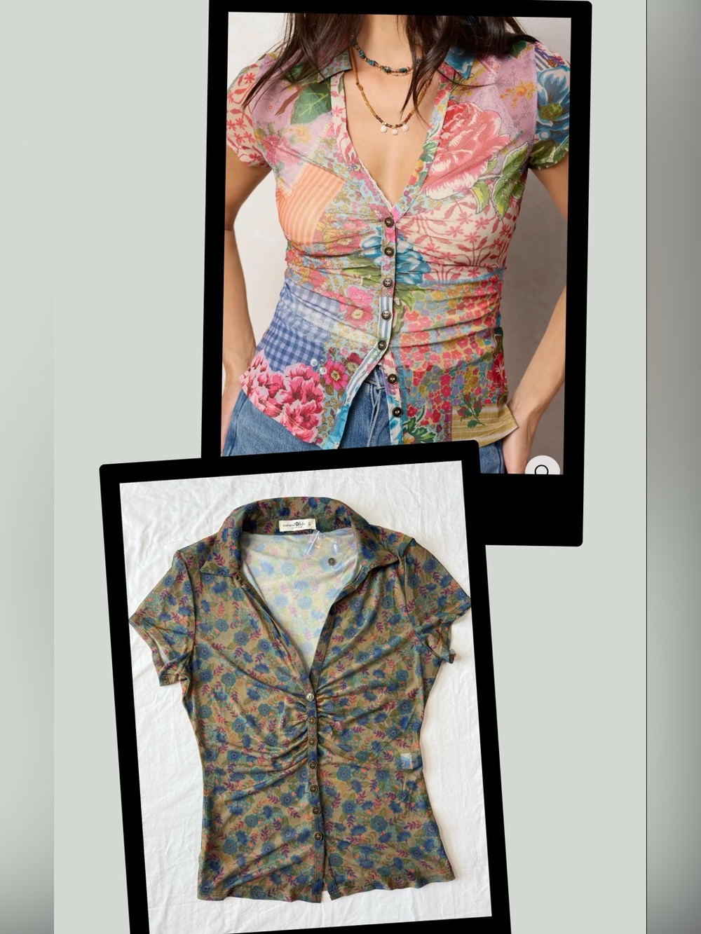NWT Natural Life Carina Mesh Short Sleeve Top Size L Floral V-Neck Boho